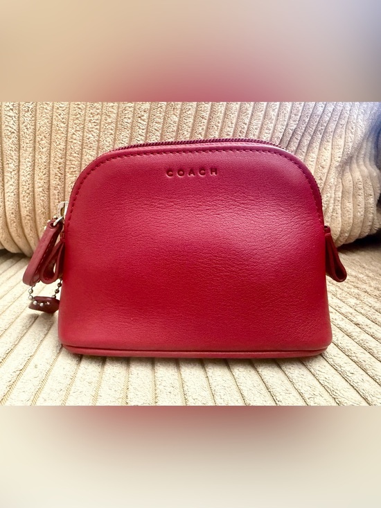 Vintage Coach Red Leather Cosmetic & Accessory Pouch SLG
